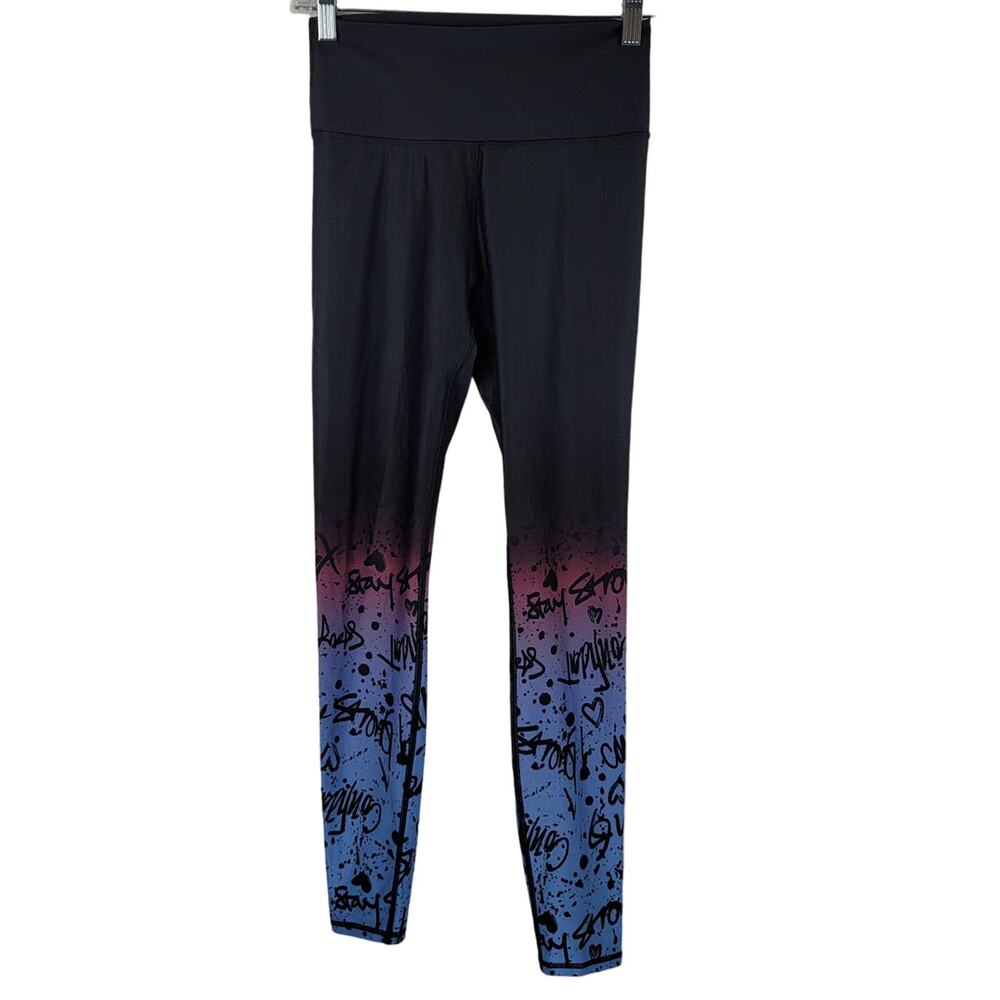 Fabletics Demi Lovato Black Pink Blue Athletic Hiking Yoga Leggings XS